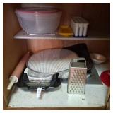 Rolling pin,baking dishes,vintage grater,other