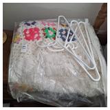 Crocheted granny square blanket with fringe,