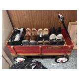 Lot of shoes in wagon wagon not included