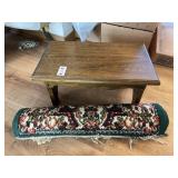 Wooden step stool & small rug