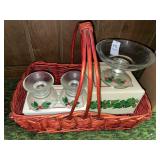 Avon holiday compote dish & candle stick holders