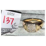 Mens 14k gold 9-diamond ring 5.0 dwt