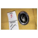 West Germany mourning jewelry scarf clip