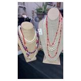 (6) vintage bead & pearl necklaces (1 is Monet)