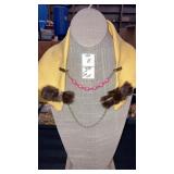 Vintage sweater/ wrap scarf clips - mink  fur &