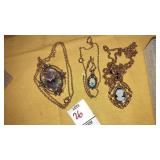 (3) Vintage Sarah Coventry cameo necklaces