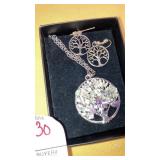 Tree of Life earrings & gemstone necklace