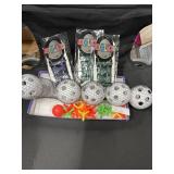 Wiffle balls, plastic jacks shoelaces
