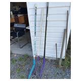 Three hockey sticks