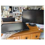 Two Dell flat screen monitors 24in diagonal