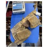 Leather toolbelt and sure corner for dry wall