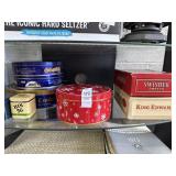 Cigar boxes and cookie tins