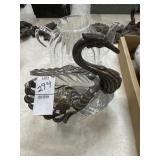 Glass and metal swan and heat diffuser tea pot