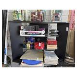 Black TV stand with glass shelves no contents