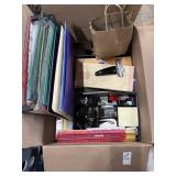Office supplies, folders, envelopes, binder