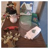 Christmas glass platters,welcome snowman cabin