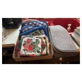 Lot of Pot Holders, Kitchen Mat