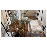 Soap Dish, Towels and Brass Rack