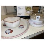 Stoneware- serving platter with heart bowl &