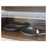 3 frying pans - variety of sizes