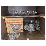Vintage Jubilee punch set - 12 cups - hooks &
