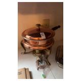 Vintage Copper Chafing Dish with Pan, Cover, and