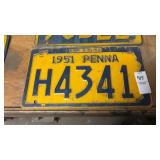 1951 Pennsylvania License Plate