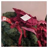 8 18 inch Christmas wreaths, bows and poinsettes