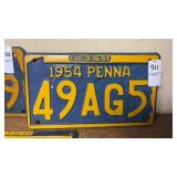 1954 Pennsylvania License Plate