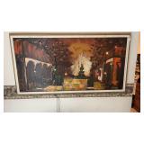 Vintage Street Scene Light-Up Painting Signed