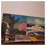 Vintage paintings,melon carving books