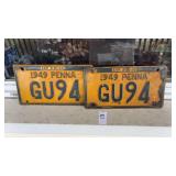 Matching 1949 Pennsylvania License Plates