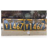 Matching 1950 Pennsylvania License Plates
