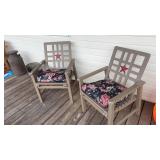 Pair of Star Back Wooden Porch Chairs