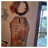 Thanksgiving flag wreath,over the door hanger
