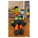 Lot of 3 Halloween Witch and Frankenstein Plush