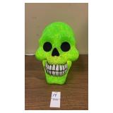 Vintage MELTED Plastic GREEN Light-Up SKULL
