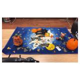 Halloween Rug and Pumpkins