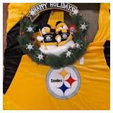 Steelers Christmas tree skirt, Steelers wreath