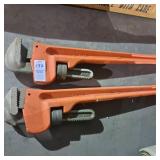 Two 24 inch pipe wrenches