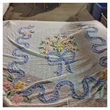 vintage chenille bedspread with a floral and