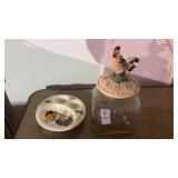 Rooster Canister and Dish