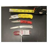 Swiss army knife, box cutter & variety of pocket