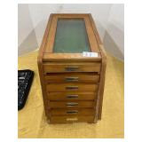 Glass top seven drawer display case, 20x9x12 ï¿½