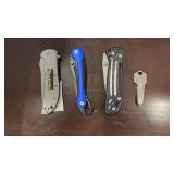 3 Pocket Knives and Key Knife