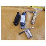4 assorted pocket knives