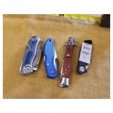 4 assorted pocket knives