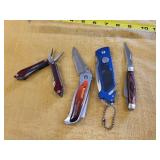 4 assorted pocket knives