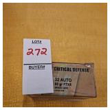 Hornady critical defense 32 auto 60 gr FTX brass