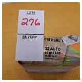 Hornady critical defense 32 auto 60 gr FTX brass